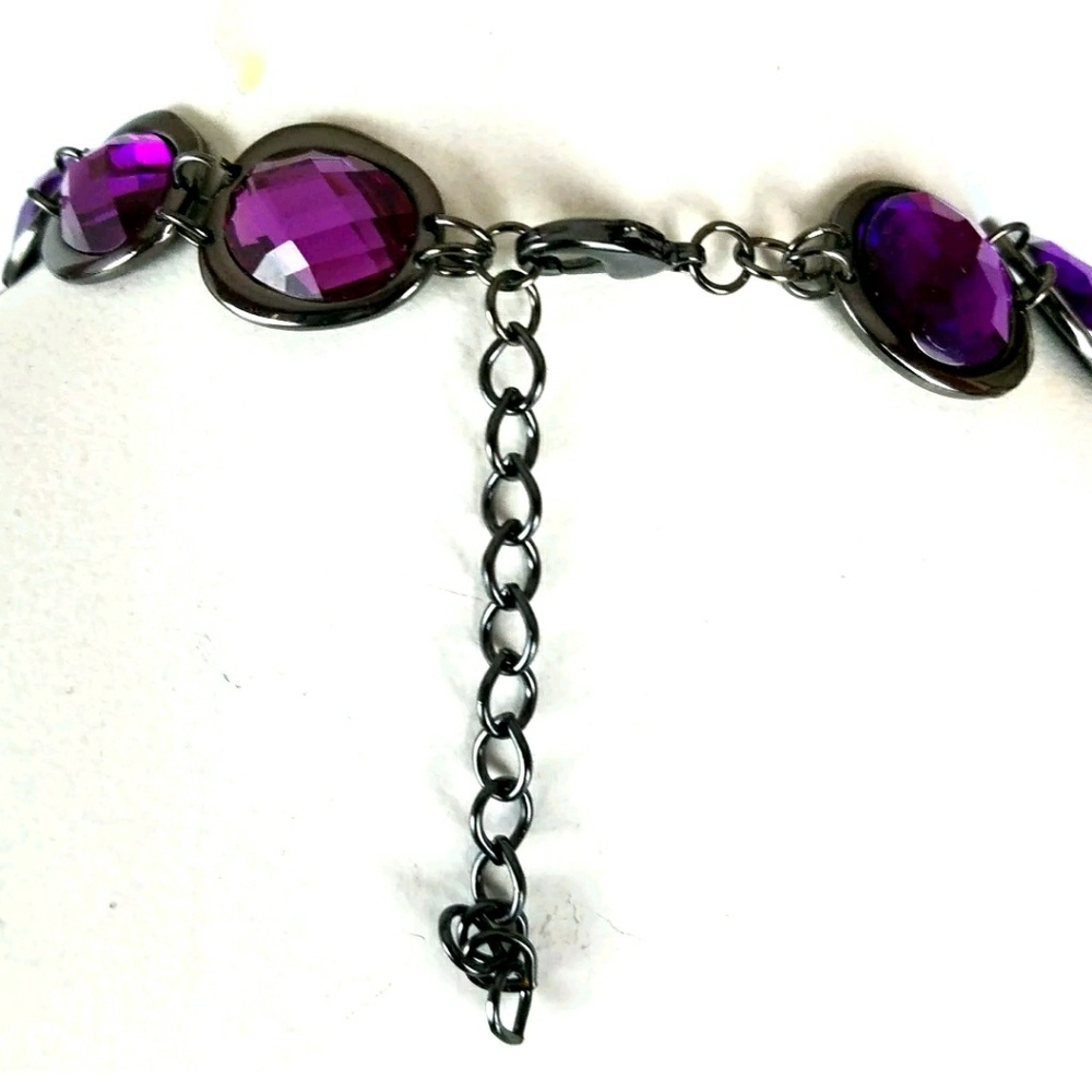 Darlene Statement Necklace Purple Crystal Glass - Picture 6 of 8